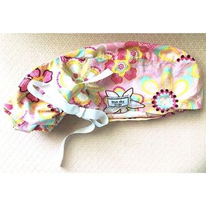 Blue Sky Ponytail Tie Scrub Hat